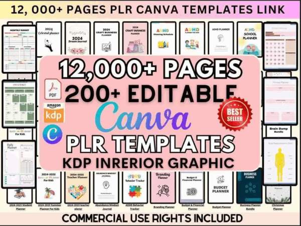 12000+ Pages Canva PLR Planner Templates