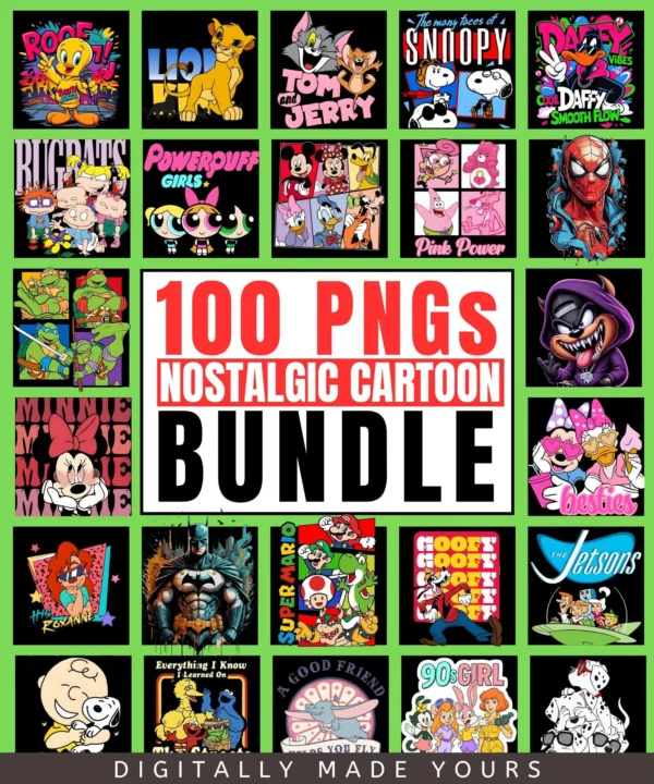 100 Nostalgic Cartoon PNG bundle