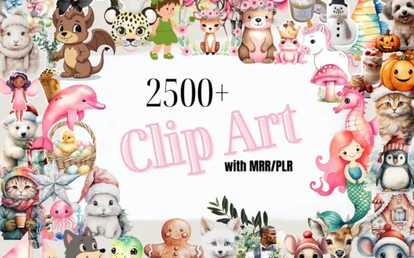 2500 Clipart Graphics Bundle PLR & MRR Digital Designs