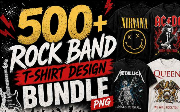 500+ Rock Band T-Shirt Design Bundle