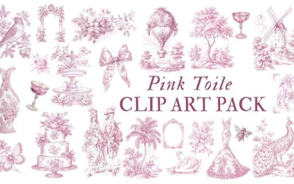 Pink Toile 80 Clipart Pack